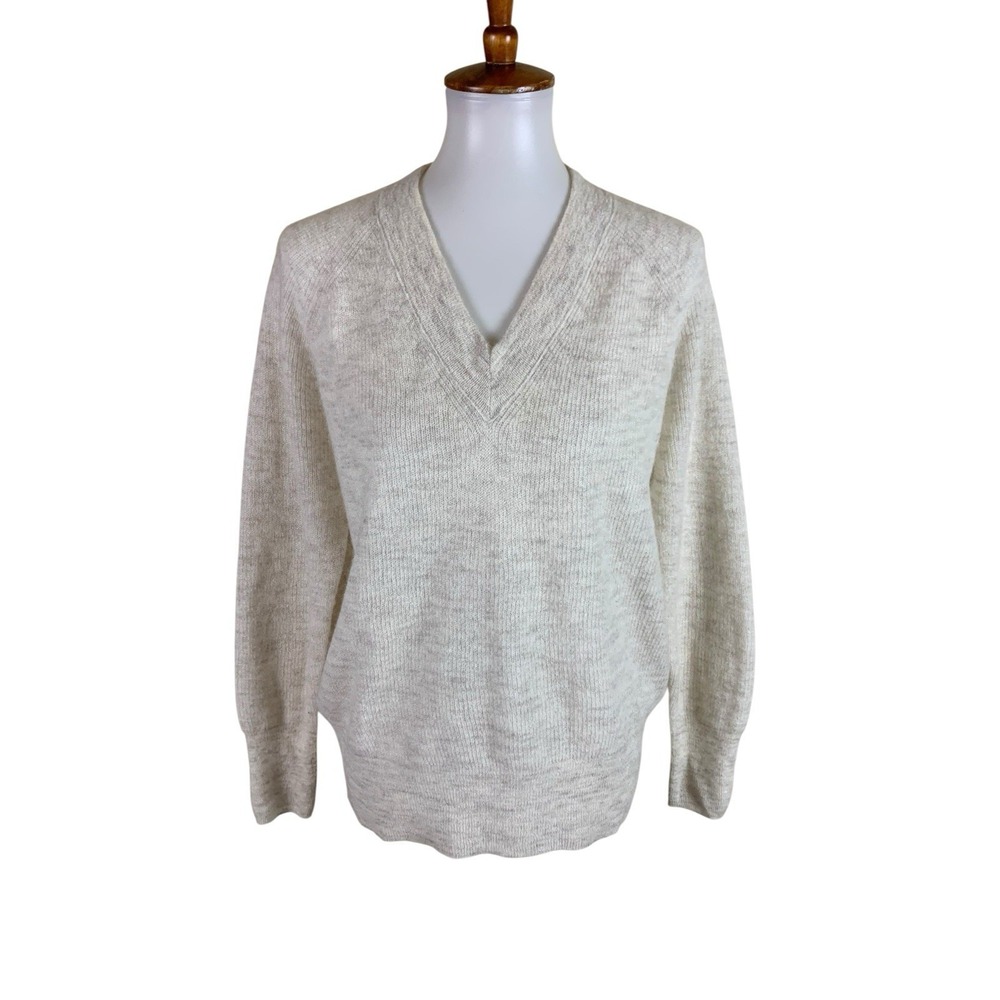 Madewell Cream Soft Knit V Neck Lightweight Sweater Pullover S